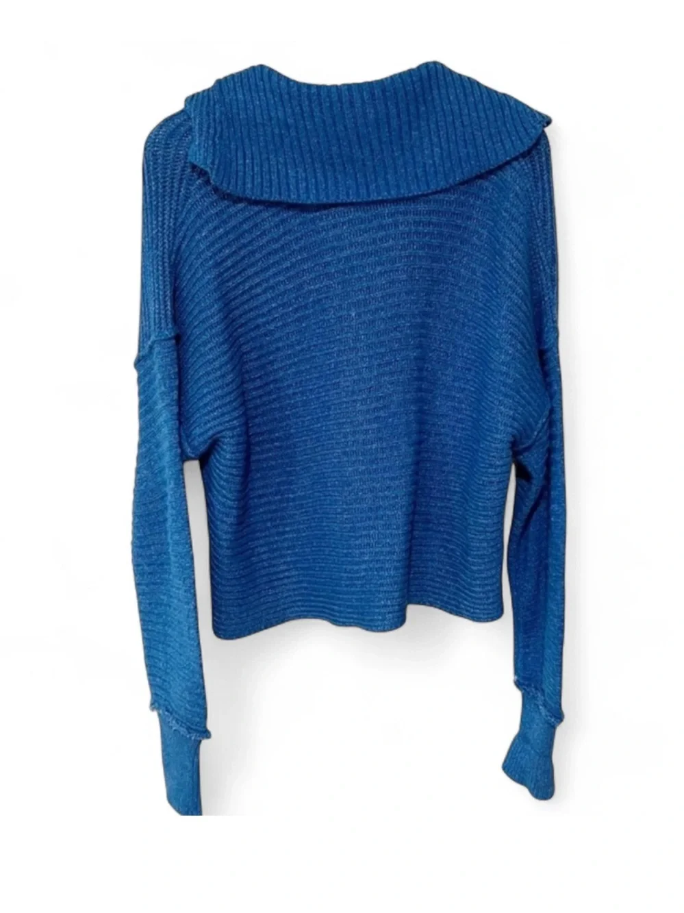 🦋Free People‎ Oversized Small Marley collared V-neck Blue sweater MSRP $128